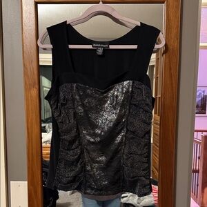 Frank Lyman Design Black and Silver Shimmer Blouse